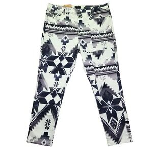 Polo Ralph Lauren Tompkins Skinny High Rise Ankle Jeans Geometric Print Women 34